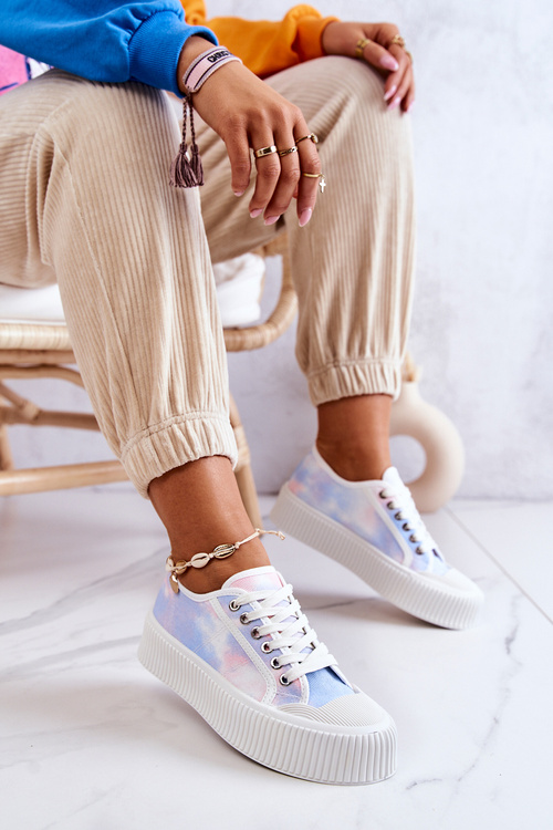 Niskie Trampki Na Platformie Niebiesko-Różowe Mischa