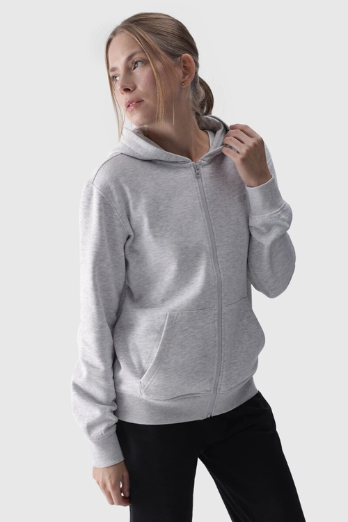 Bluza Damska Dresowa Z Kapturem Rozpinana Bawełniana 4F Szara 4FWMM00TSWSF1467-27M