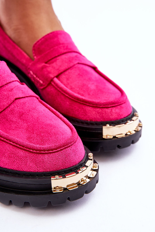 Klasyczne Zamszowe Mokasyny Z Ozdobą Fuksja Monaro