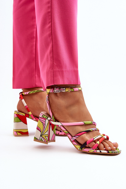 Wzorzyste Sandały Na Słupku Multikolor Jenglla