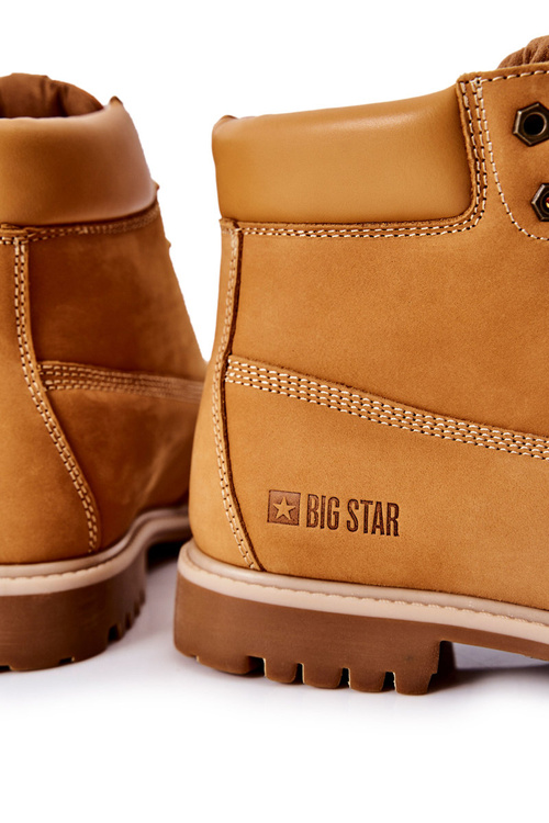 Skórzane Botki Trapery Big Star II174264 Camel