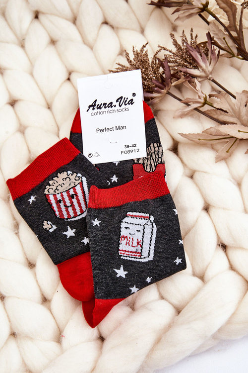 Męskie Śmieszne Skarpetki Nie Do Pary Hot-Dog I Donut Grafitowe