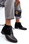 Modne Damskie Sznurowane Botki Czarne Kefora