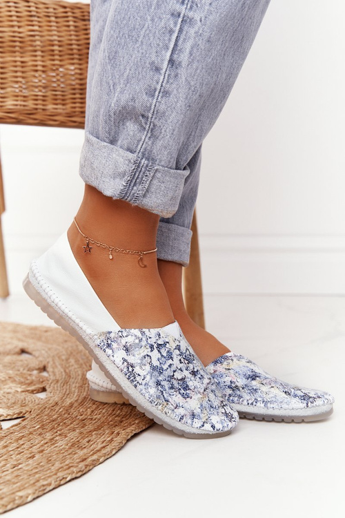 Damskie Skórzane Baleriny Maciejka Białe 01930-85