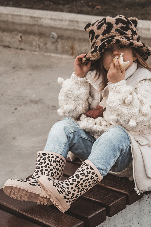 Dziecięce Kalosze W Panterkę Beżowe Nanny