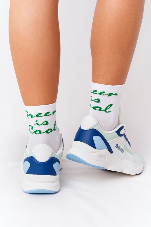 Damskie Sportowe Buty Memory Foam Big Star HH274810 Biało-Zielone