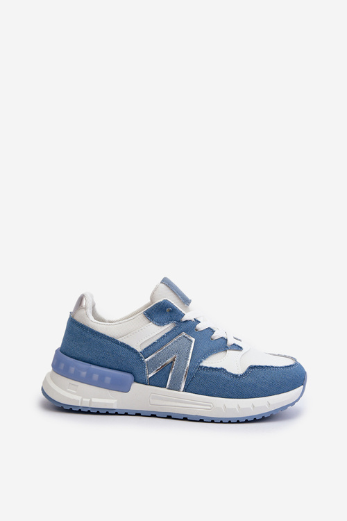 Jeansowe Sneakersy Damskie Z Eko Skóry Niebieskie Vinelli