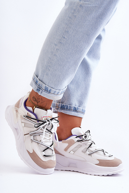 Skórzane Buty Sportowe Na Platformie Białe Sifel