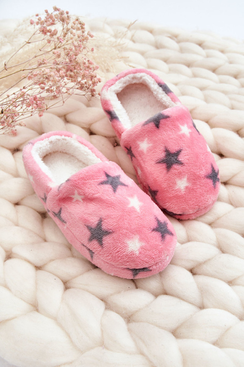Dziecięce Ocieplane Wsuwane Papcie W Gwiazdy Różowe Meyra