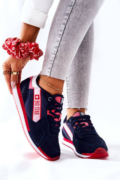 Skórzane Sportowe Buty Big Star II274270 Granatowe