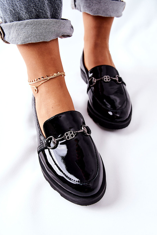 Skórzane Półbuty Nicole Lakierowane Czarne 2667