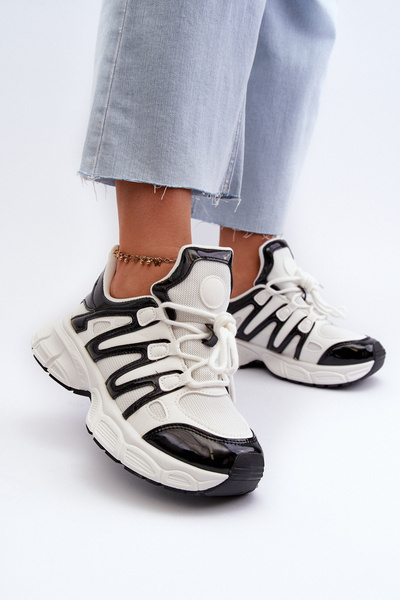 Sneakersy Damskie Biało-Czarne Ahmani