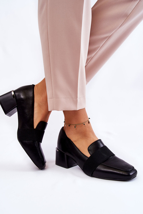 Modne Skórzane Czółenka La.Fi 230033B-PU Czarne