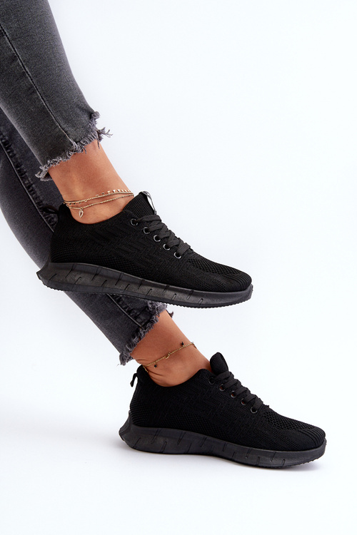 Materiałowe Buty Sportowe Damskie Czarne Kephope