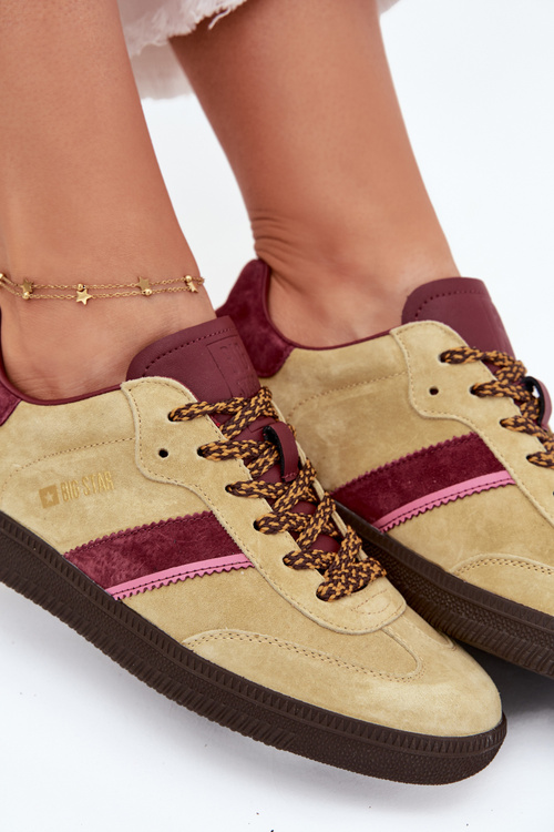 Zamszowe Niskie Sneakersy Damskie Big Star SS274680 HI-POLY SYSTEM Limonkowe