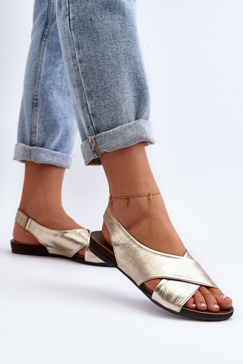 Zazoo 40407 Sandały Skórzane Damskie Złote