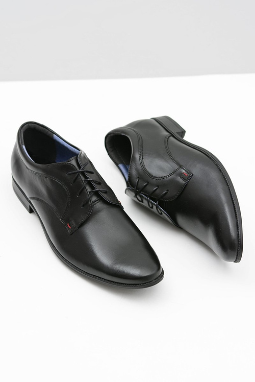 Męskie Półbuty Bednarek Eleganckie Skórzane Wizytowe Czarne Gaspare