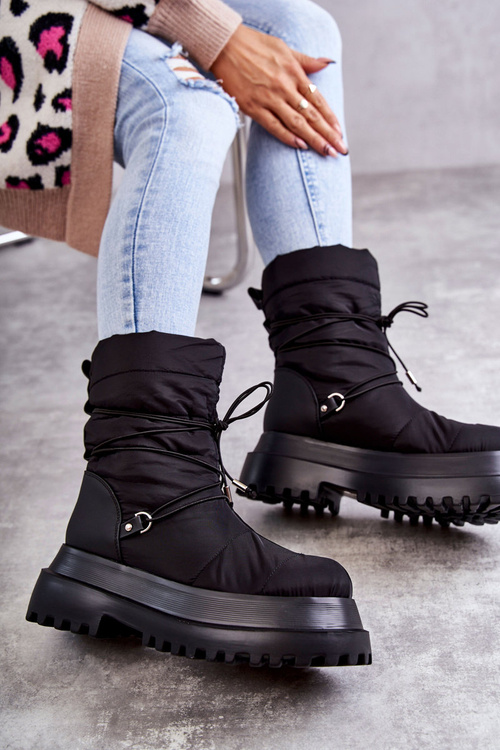 Damskie Śniegowce Na Platformie Czarne Lilou