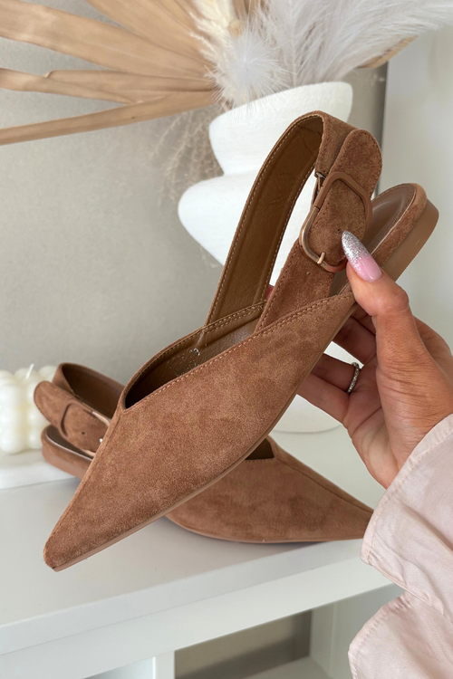 Baleriny Damskie Z Klamrą Camel Tanelia