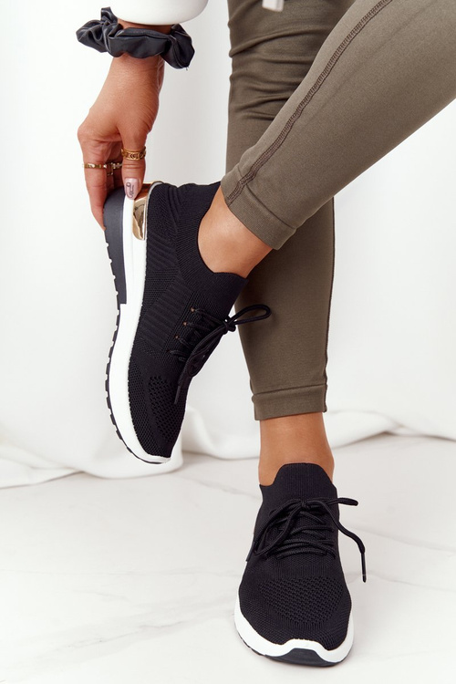 Sportowe Buty Sneakersy Na Koturnie Czarne Adeyla