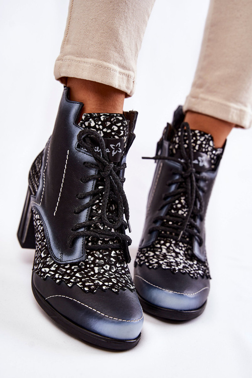 Botki Damskie Skórzane Trzewiki Maciejka Czarne 03190-20