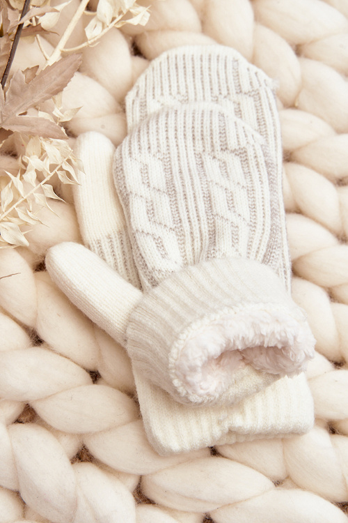 Ciepłe Rękawiczki Damskie Jednopalczaste Białe