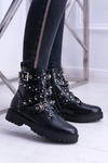 Damskie Botki Wysokie Czarne Trapery Albere