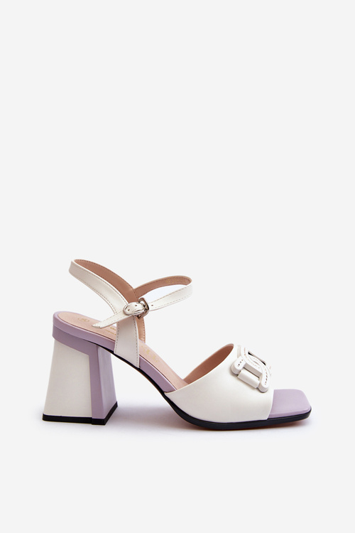 Eleganckie Sandały Na Słupku Z Ozdobą Białe D&A MR38-156