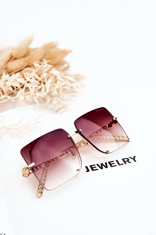 Kwadratowe Okulary Przeciwsłoneczne Prius V508 Złoto-Brązowo-Różowe