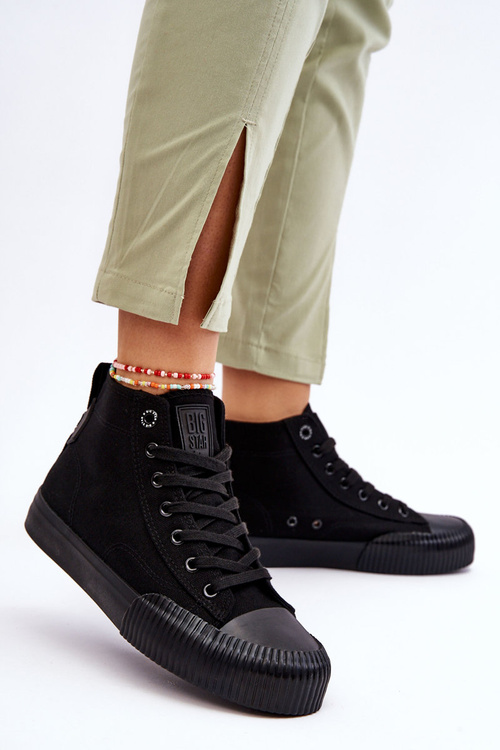 Damskie Wysokie Trampki Materiałowe Big Star LL274444 Czarne