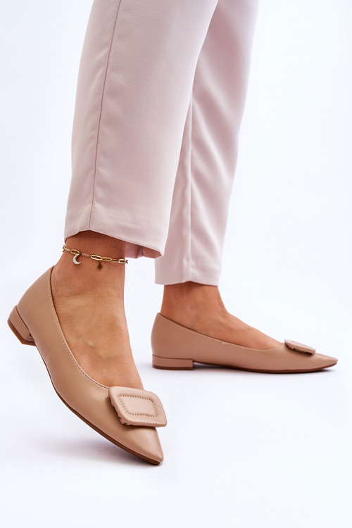 Klasyczne Baleriny Z Ozdobą Beżowe Rivea