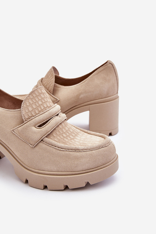 Zamszowe Półbuty Na Słupku I Platformie Jasnobeżowe Lemar Arabell