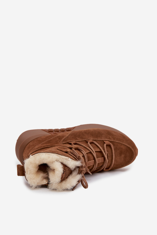 Zamszowe Śniegowce Damskie Z Futerkiem Big Star SS274318 Brązowe