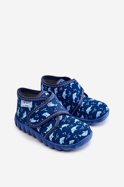 Dziecięce Buty Papcie Befado Rekiny 465P089 Granatowe