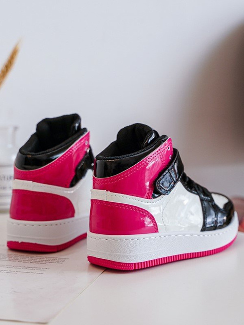Dziecięce Buty Sportowe Lakierowane Różowo-Białe Milara