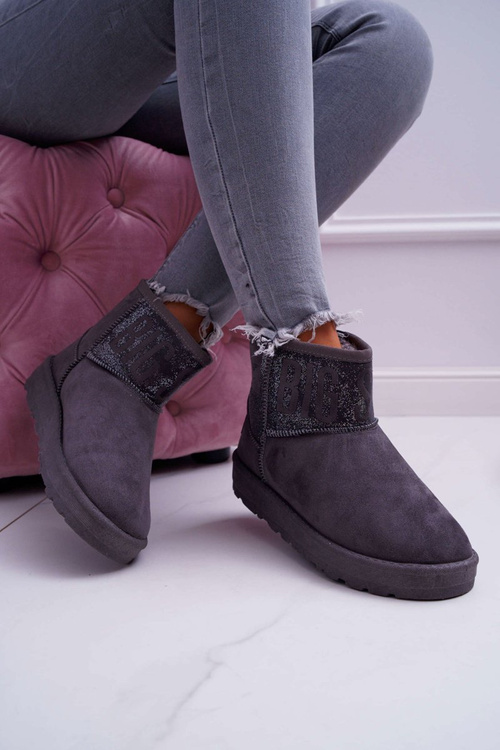 Damskie Botki Śniegowce Ocieplane Szare Big Star EE274262