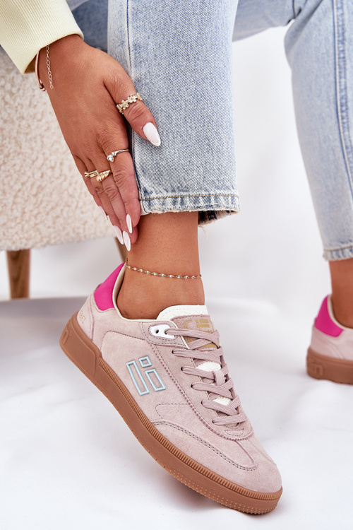 Zamszowe Buty Sportowe Sneakersy Damskie D.Franklin DFSH387005 Brudny Róż