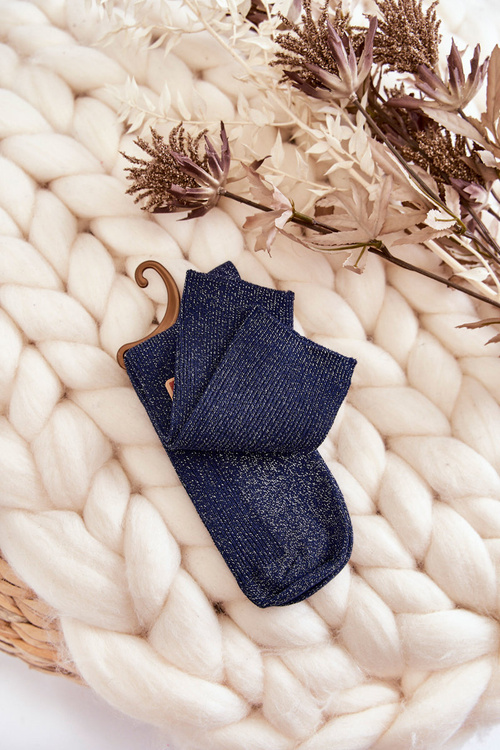 Damskie Skarpetki Antybakteryjne Z Błyszczącą Nicią Granatowe