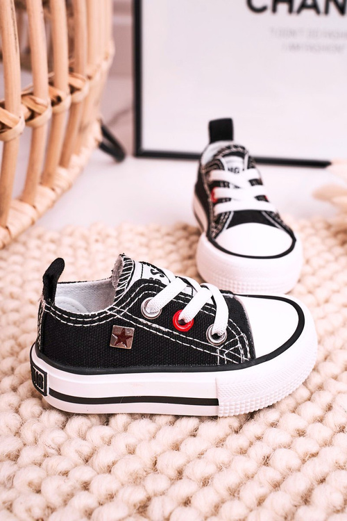 Dziecięce Klasyczne Niskie Trampki BIG STAR HH374194 Czarne