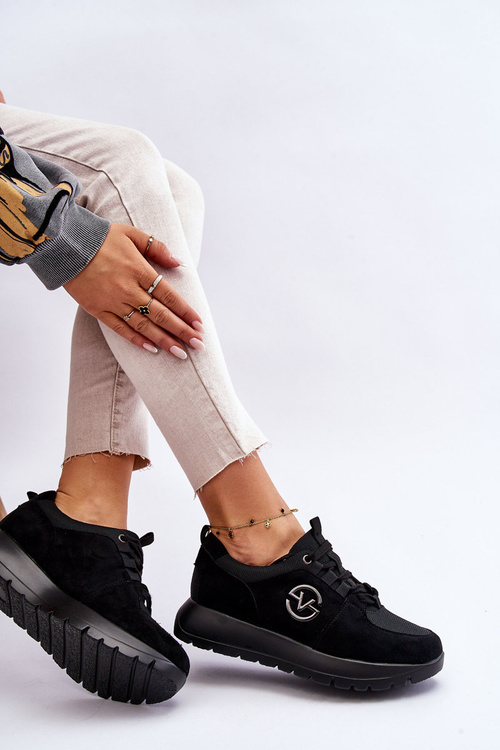 Damskie Buty Sportowe Na Platformie Czarne Aisha