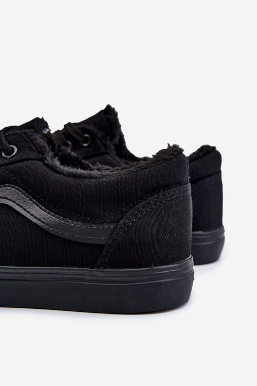 Męskie Materiałowe Trampki Ocieplane Czarne Harry