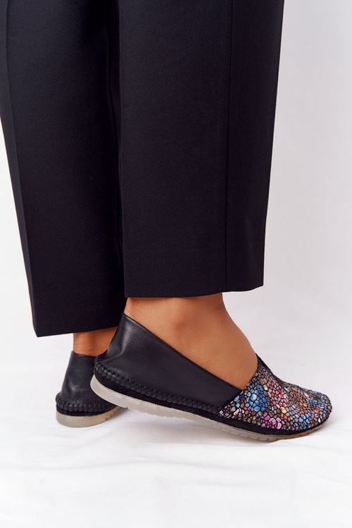 Damskie Skórzane Baleriny Maciejka 01930-87 Czarne