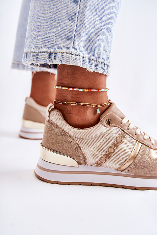 Klasyczne Damskie Wiązane Buty Sportowe Beżowe Elenes