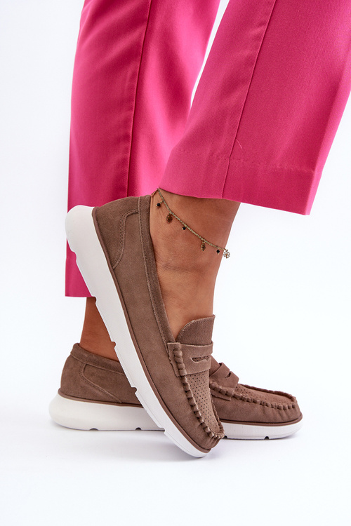 Zamszowe Mokasyny Na Platformie Sergio Leone SP012 Brązowe