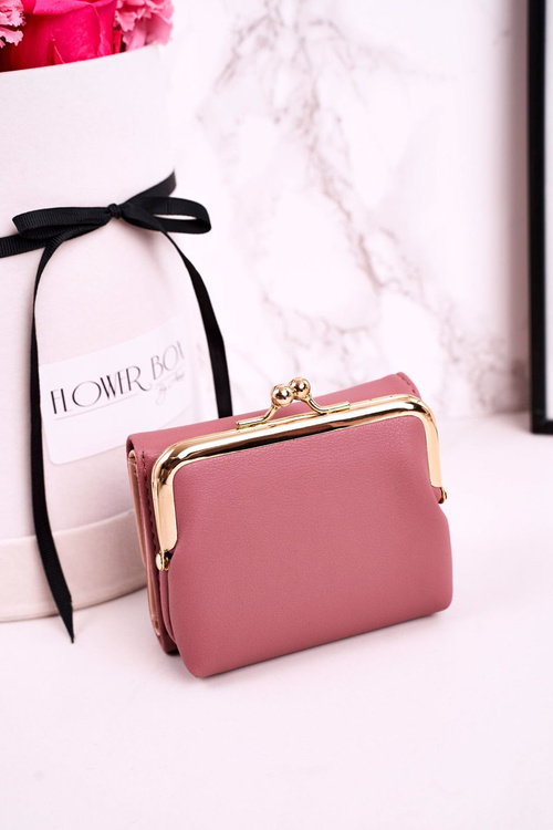 Mały Portfel Damski Zapinany Na Bigiel MILANO Ciemno Różowy