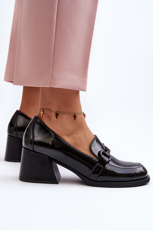 Lakierowane Półbuty Na Obcasie Czarne Nireva