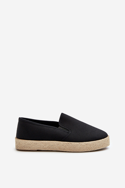 Espadryle Damskie Na Platformie Czarne Naloenma