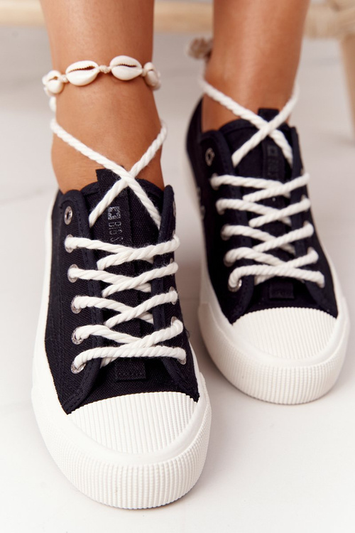 Damskie Trampki Ze Sznurkiem BIG STAR FF274184 Czarne