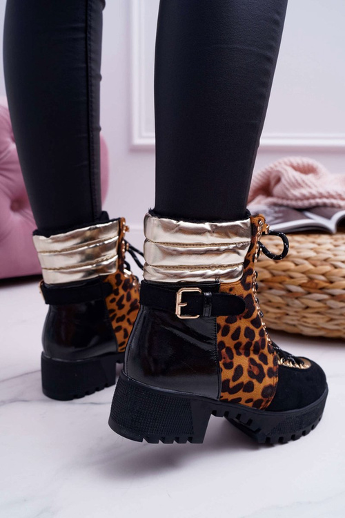 Damskie Botki Trapery Płaski Obcas W Panterkę Move On