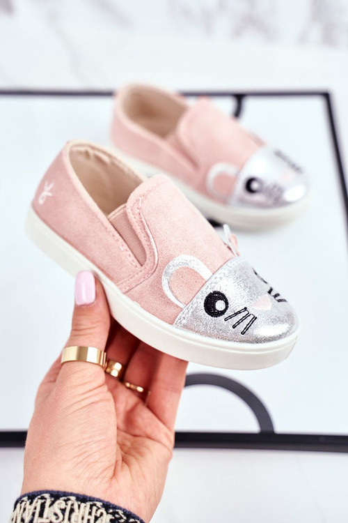 Trampki Dziecięce Wsuwane Z Myszką Różowe Candys